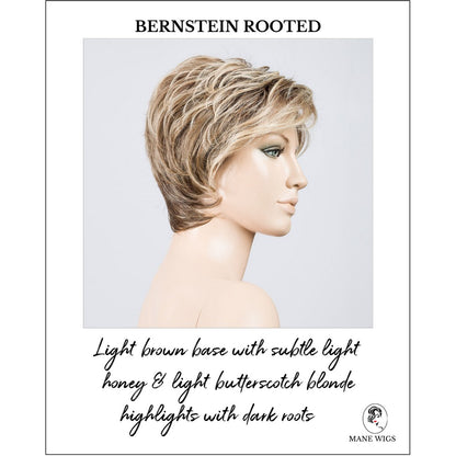 Cover wig by Ellen Wille in Bernstein Rooted-Light brown base with subtle light honey & light butterscotch blonde highlights with dark roots