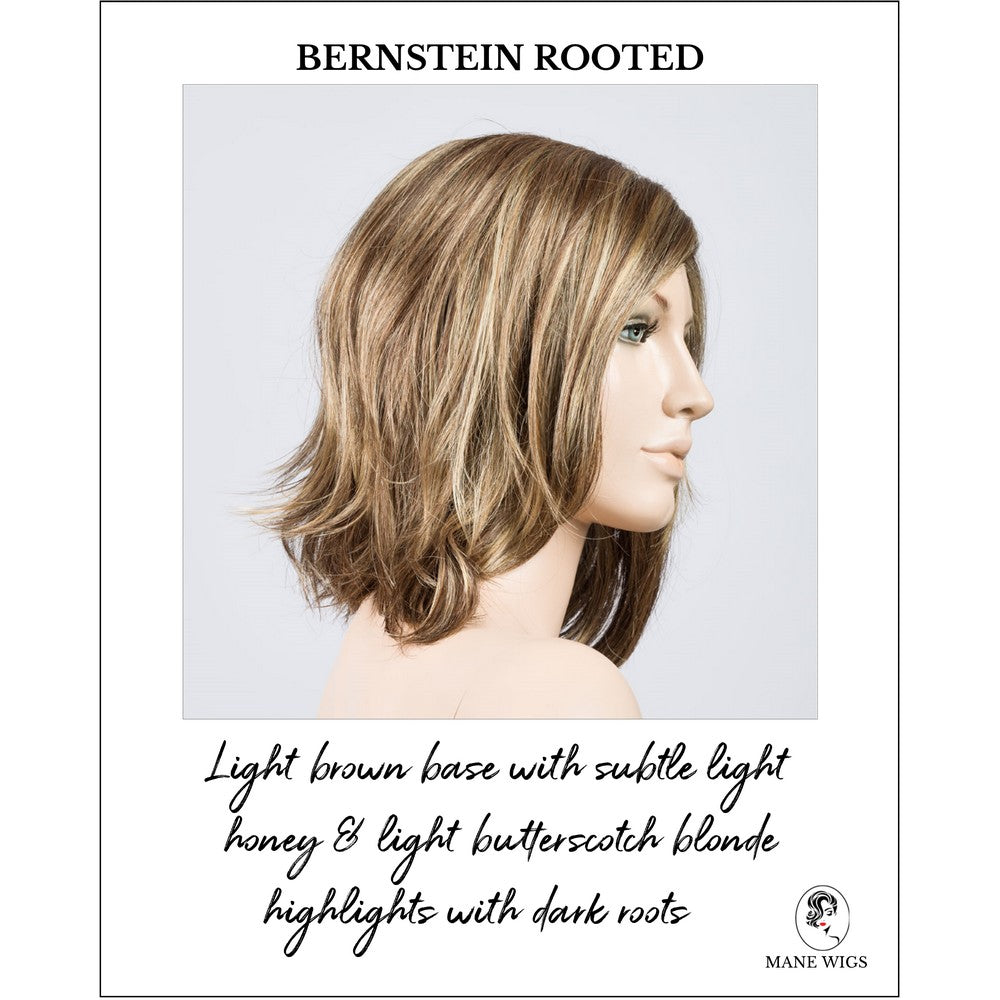 Destiny wig by Ellen Wille in Bernstein Rooted-Light brown base with subtle light honey & light butterscotch blonde highlights with dark roots