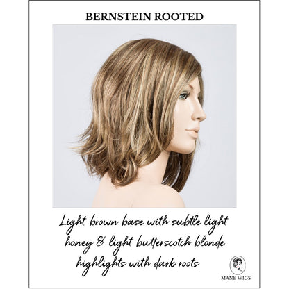 Destiny wig by Ellen Wille in Bernstein Rooted-Light brown base with subtle light honey & light butterscotch blonde highlights with dark roots