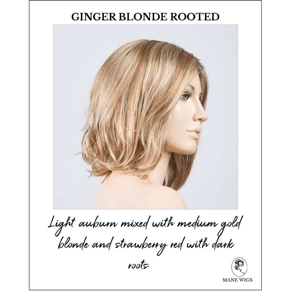 Destiny wig by Ellen Wille in Ginger Blonde Rooted-Light auburn mixed with medium gold blonde and strawberry red with dark roots