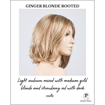 Destiny wig by Ellen Wille in Ginger Blonde Rooted-Light auburn mixed with medium gold blonde and strawberry red with dark roots