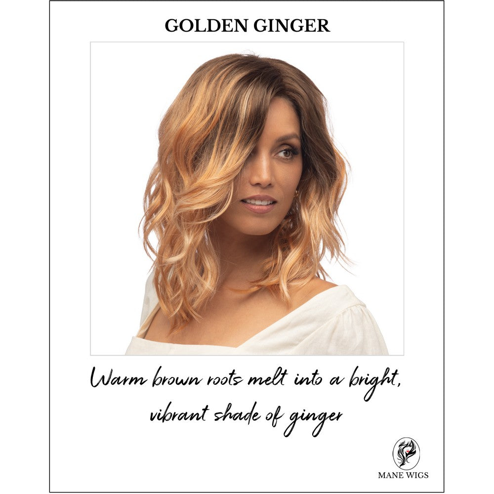 Ocean by Estetica wig in GOLDEN GINGER-Warm brown roots melt into a bright vibrant shade of ginger.