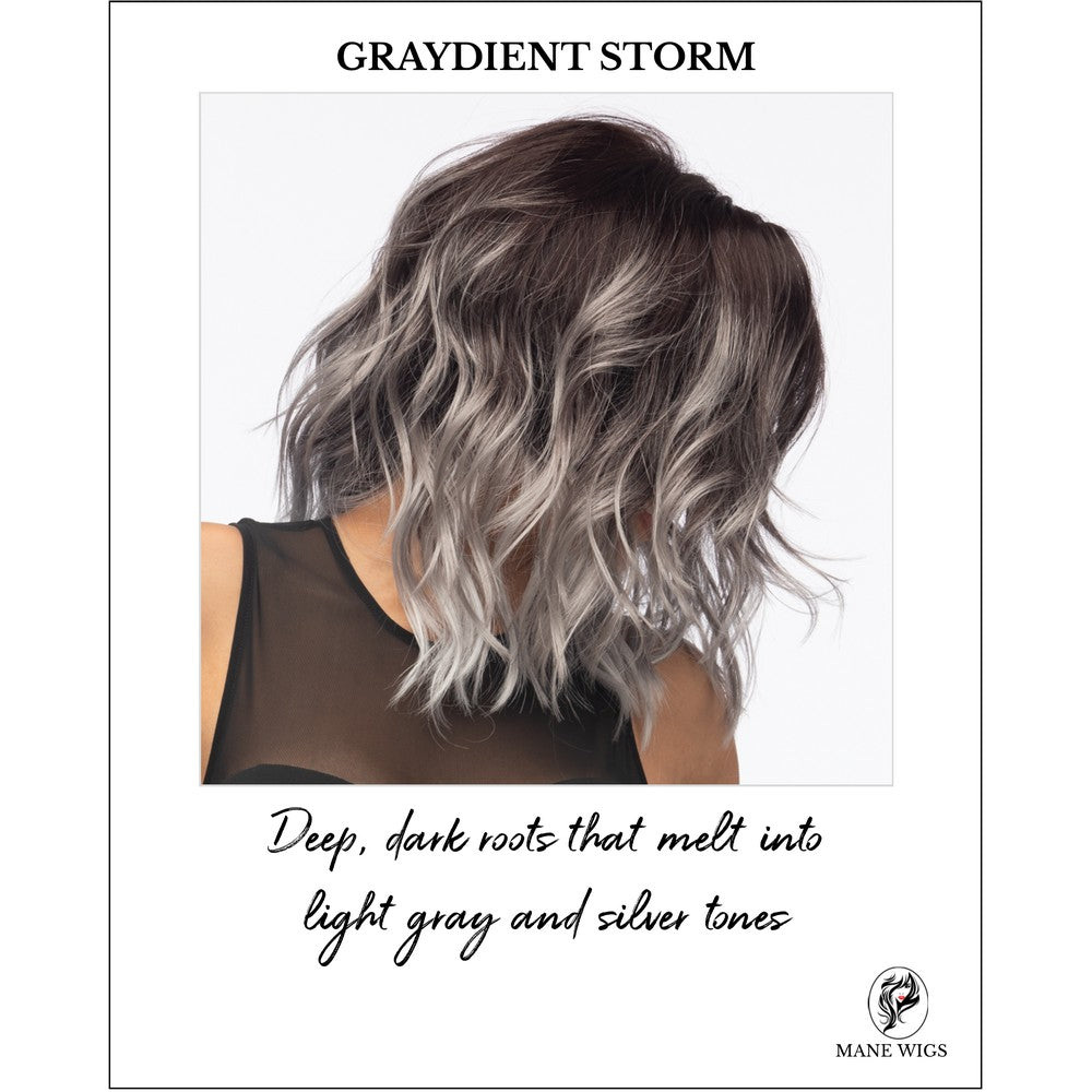 Ocean by Estetica wig in GRAYDIENT STORM-Deep, dark roots that melt into light gray and silver tones