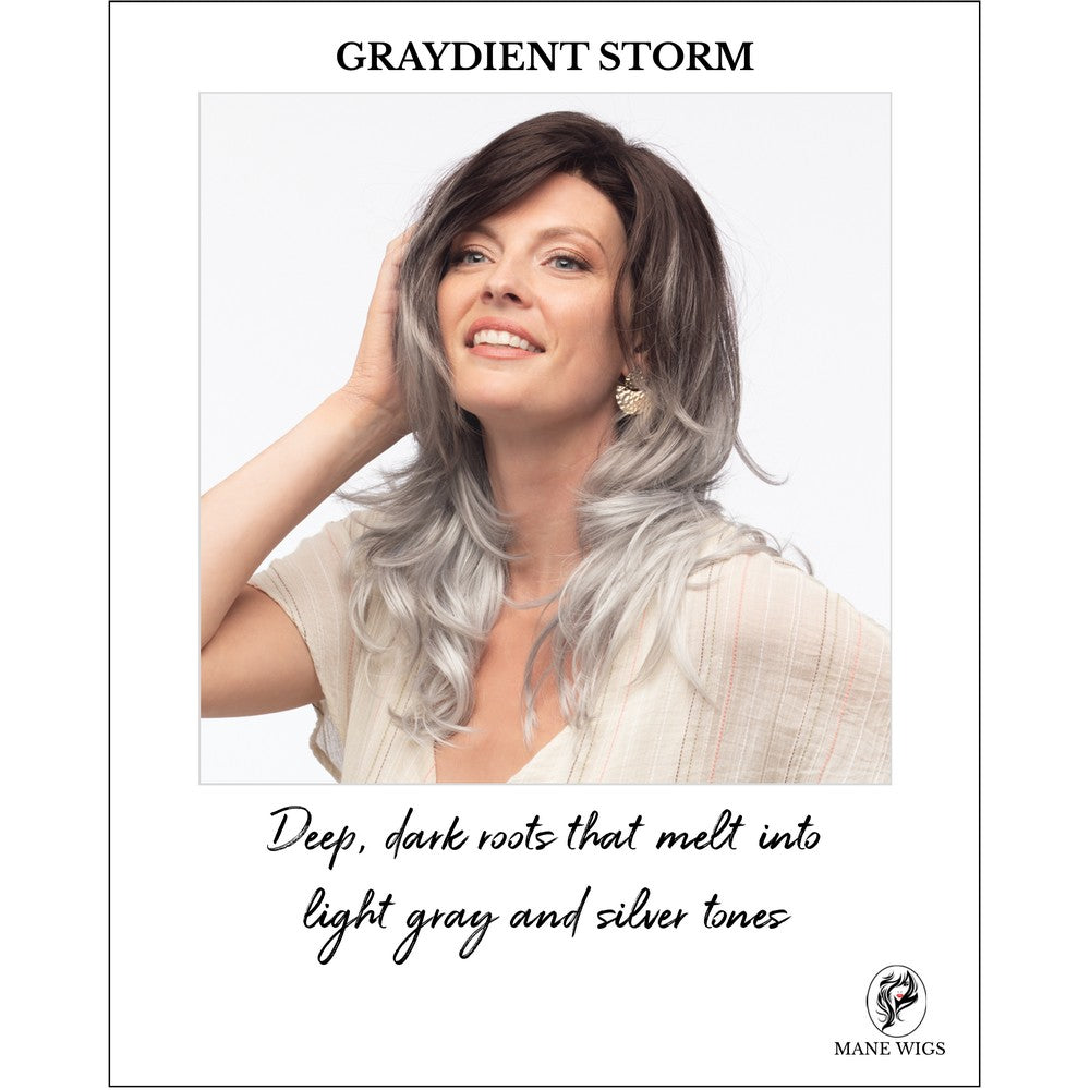 Orchid by Estetica wig in GRAYDIENT STORM-Deep, dark roots that melt into light gray and silver tones