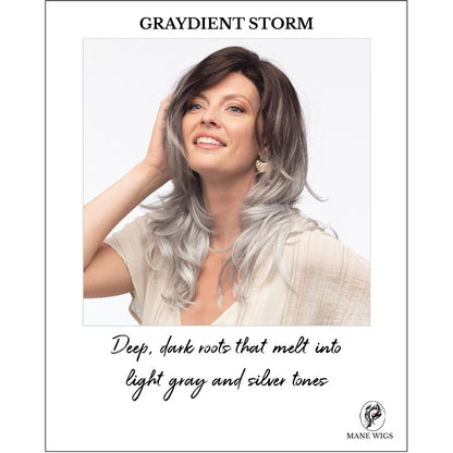 Orchid by Estetica wig in GRAYDIENT STORM-Deep, dark roots that melt into light gray and silver tones