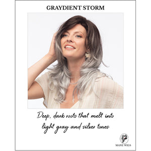 Orchid by Estetica wig in GRAYDIENT STORM-Deep, dark roots that melt into light gray and silver tones