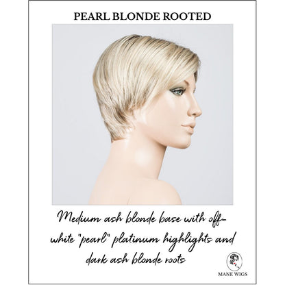 Jump wig by Ellen Wille in Pearl Blonde Rooted-Medium ash blonde base with off-white "pearl" platinum highlights and dark ash blonde roots