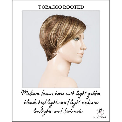 Jump wig by Ellen Wille in Tobacco Rooted-Medium brown base with light golden blonde highlights and light auburn lowlights and dark roots