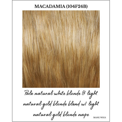Macadamia (104F24B)-Pale natural white blonde & light natural gold blonde blend w/ light natural gold blonde nape