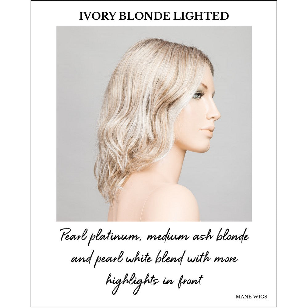 Mila by Ellen Wille in Ivory Blonde Lighted-Pearl platinum, medium ash blonde and pearl white blend with more highlights in front