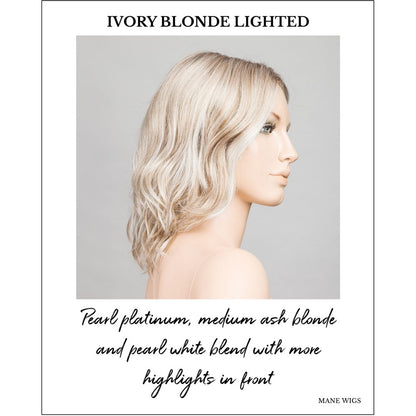 Mila by Ellen Wille in Ivory Blonde Lighted-Pearl platinum, medium ash blonde and pearl white blend with more highlights in front