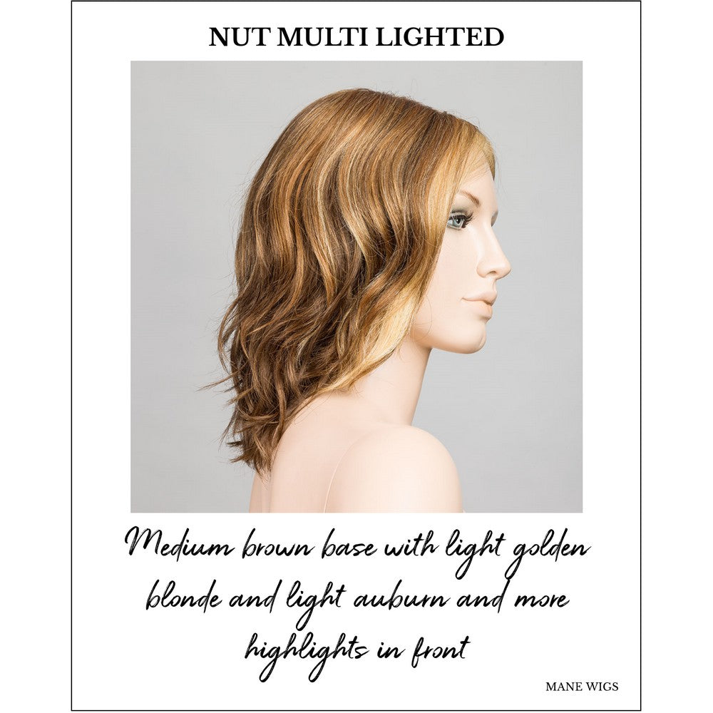 Mila by Ellen Wille in Nut Multi Lighted-Medium brown base with light golden blonde and light auburn and more highlights in front