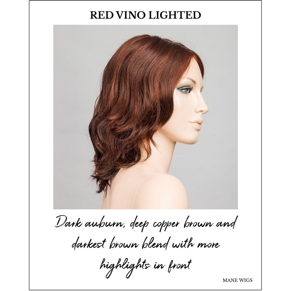 Mila by Ellen Wille in Red Vino Lighted-Dark auburn, deep copper brown and darkest brown blend with more highlights in front
