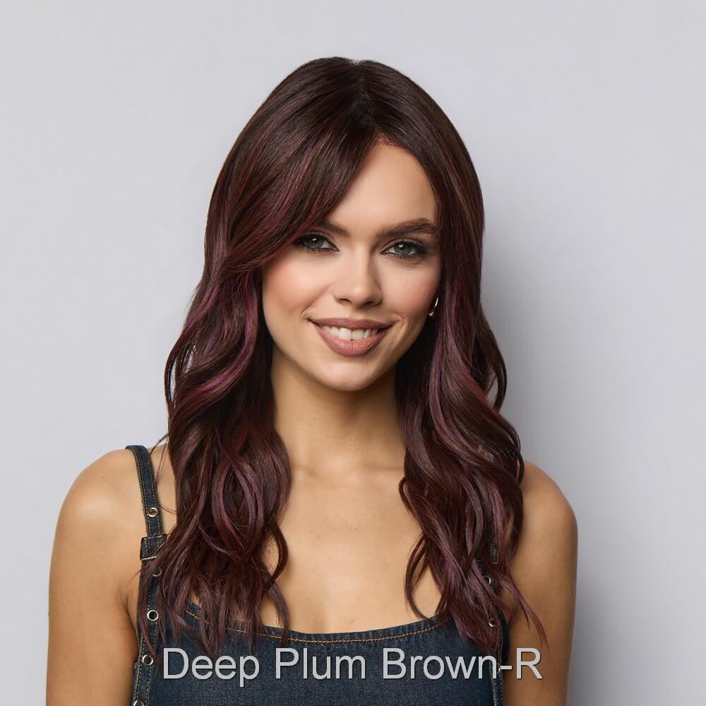 Posh Waves by Rene of Paris wig in Deep Plum Brown-R-Dramatic blend of deep plum and dark brown, with dark roots