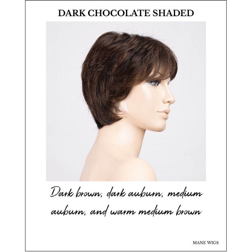 Prima Soft by Ellen Wille in Dark Chocolate Shaded-Dark brown, dark auburn, medium auburn, and warm medium brown