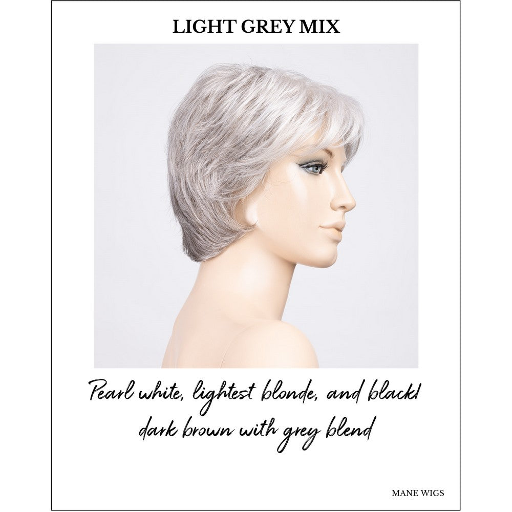 Prima Soft by Ellen Wille in Light Grey Mix-Pearl white, lightest blonde, and black/dark brown with grey blend