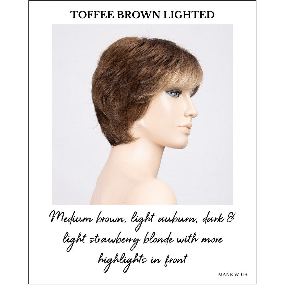 Prima Soft by Ellen Wille in Toffee Brown Lighted-Medium brown, light auburn, dark & light strawberry blonde with more highlights in front