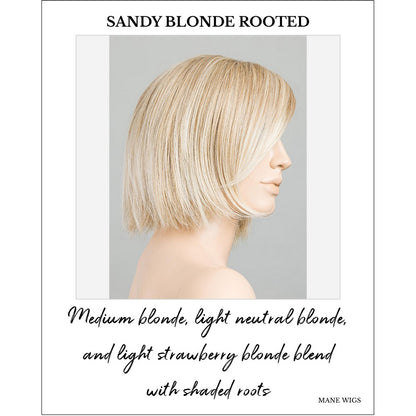 Ready by Ellen Wille in Sandy Blonde Rooted-Medium blonde, light neutral blonde, and light strawberry blonde blend with shaded roots