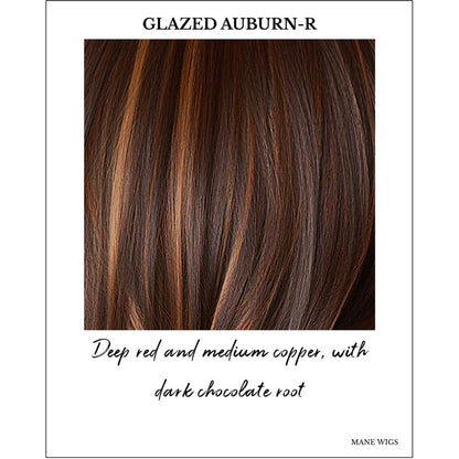 Glazed Auburn-R-Deep red and medium copper, with dark chocolate root                      