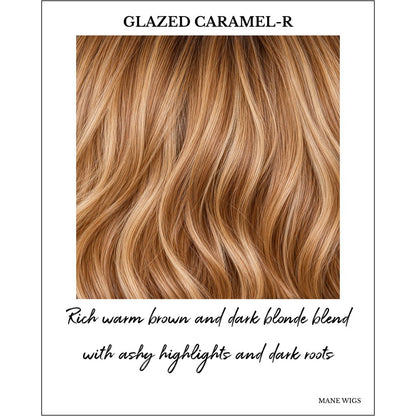 Glazed Caramel-R-Rich warm brown and dark blonde blend with ashy highlights and dark roots
