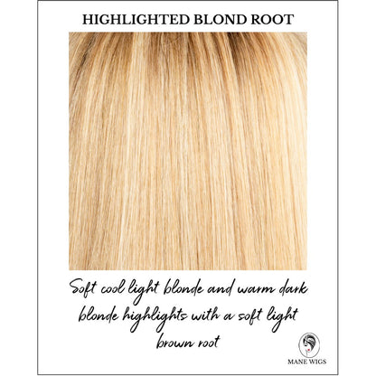 Highlighted Blond Root-Soft cool light blonde and warm dark blonde highlights with a soft light brown root