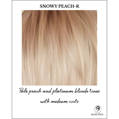 Snowy Peach-R-Pale peach and platinum blonde tones with medium roots