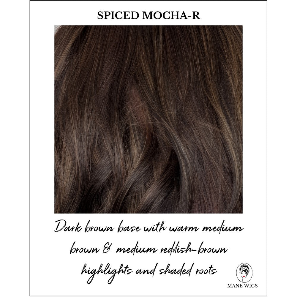 Spiced Mocha-R-Dark brown base with warm medium brown & medium reddish-brown highlights and shaded roots