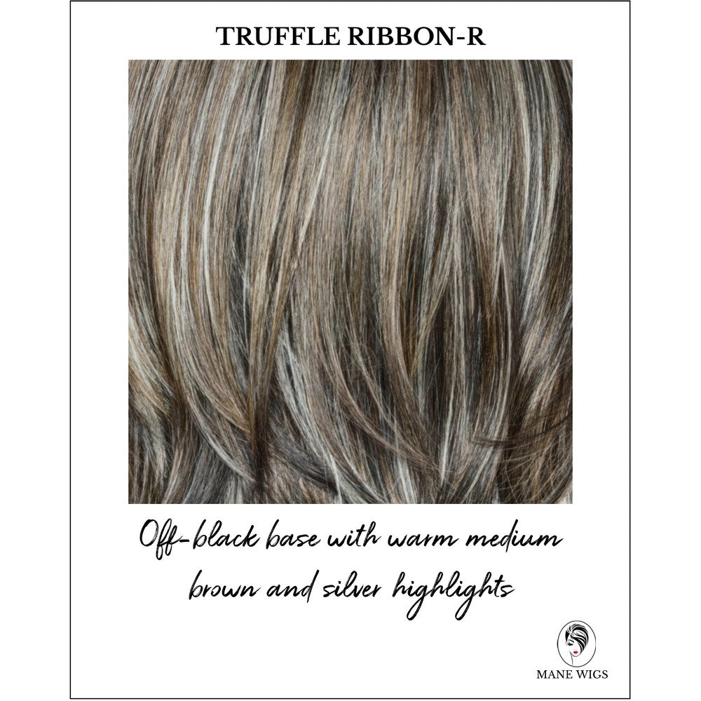 Truffle Ribbon-R-Off-black base with warm medium brown and silver highlights