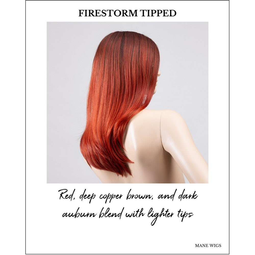 Savelli by Ellen Wille in Firestorm Tipped-Red, deep copper brown, and dark auburn blend with lighter tips