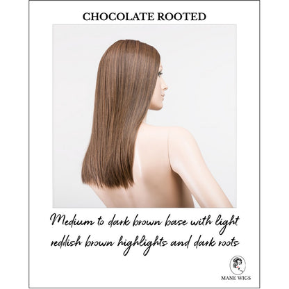 Sleek wig by Ellen Wille in Chocolate Rooted-Medium to dark brown base with light reddish brown highlights and dark roots