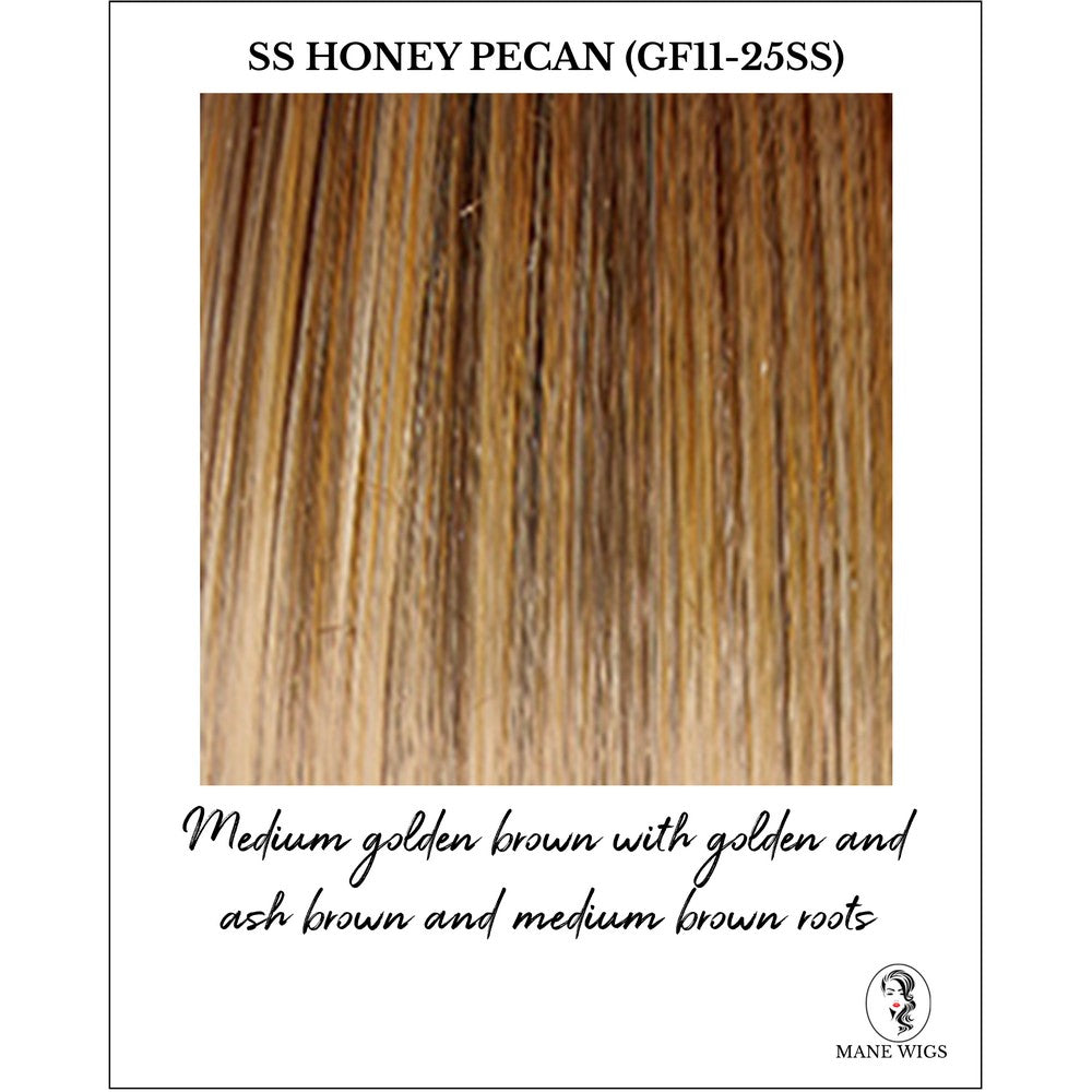 SS Honey Pecan (GF11-25SS)-Medium golden brown with golden and ash brown and medium brown roots