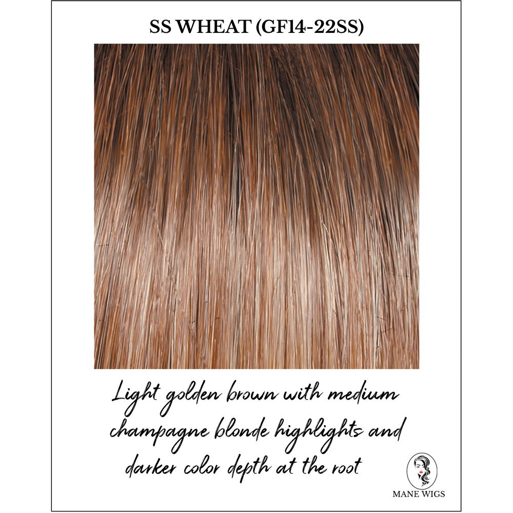 SS Wheat (GF14-22SS)-Light golden brown with medium champagne blonde highlights and darker color depth at the root