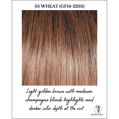 SS Wheat (GF14-22SS)-Light golden brown with medium champagne blonde highlights and darker color depth at the root