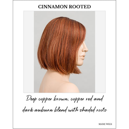 Vivi by Ellen Wille wig in Cinnamon Rooted-Deep copper brown, copper red and dark auburn blend with shaded roots