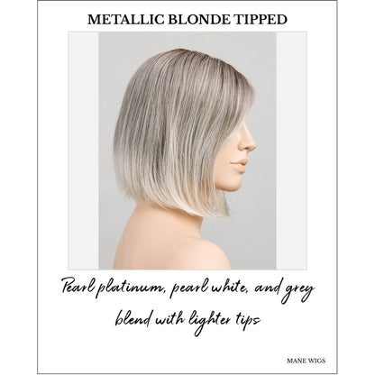 Vivi by Ellen Wille wig in Metallic Blonde Tipped-Pearl platinum, pearl white, and grey blend with lighter tips