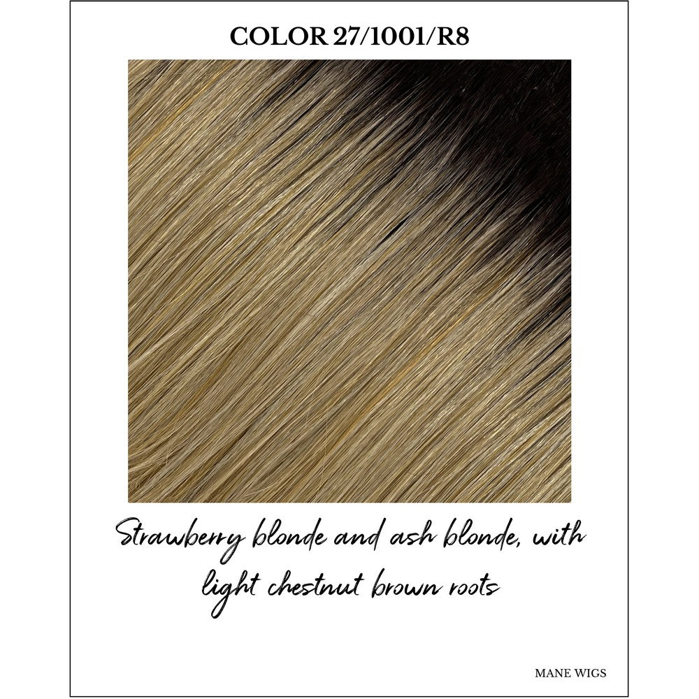 COLOR 27/1001/R8-Strawberry blonde and ash blonde, with light chestnut brown roots