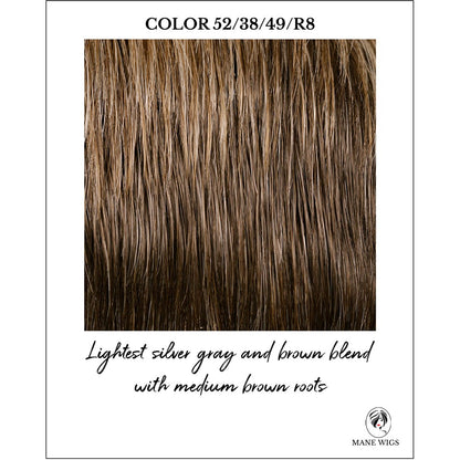 52/38/49/R8-Lightest silver gray blend with medium brown roots