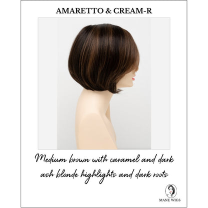 Abbey By Envy in Amaretto & Cream-R-Medium brown with caramel and dark ash blonde highlights and dark roots