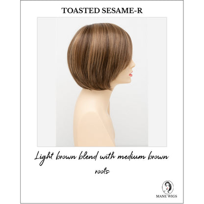 Abbey By Envy in Toasted Sesame-R-Light brown blend with medium brown roots