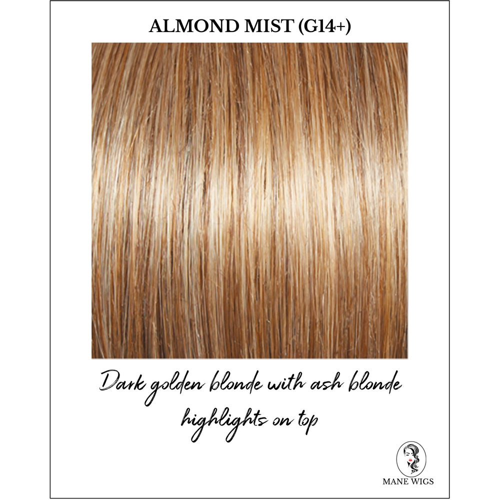 Almond Mist (G14+)-Dark golden blonde with ash blonde highlights on top