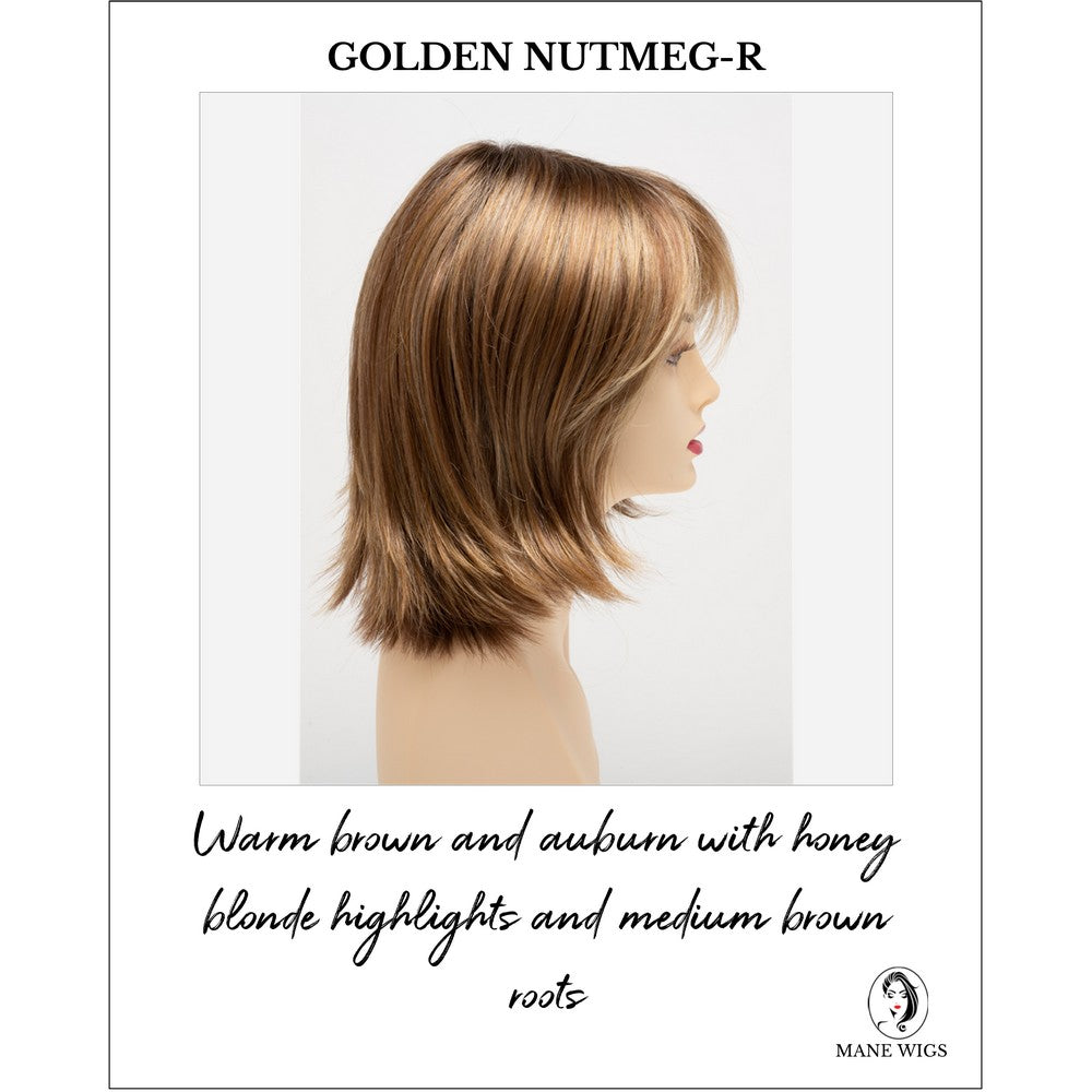 Amber by Envy in Golden Nutmeg-R-Warm brown and auburn with honey blonde highlights and medium brown roots