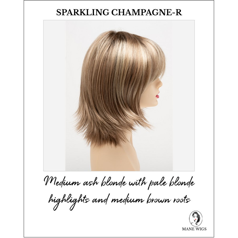Amber by Envy in Sparkling Champagne-R-Medium ash blonde with pale blonde highlights and medium brown roots