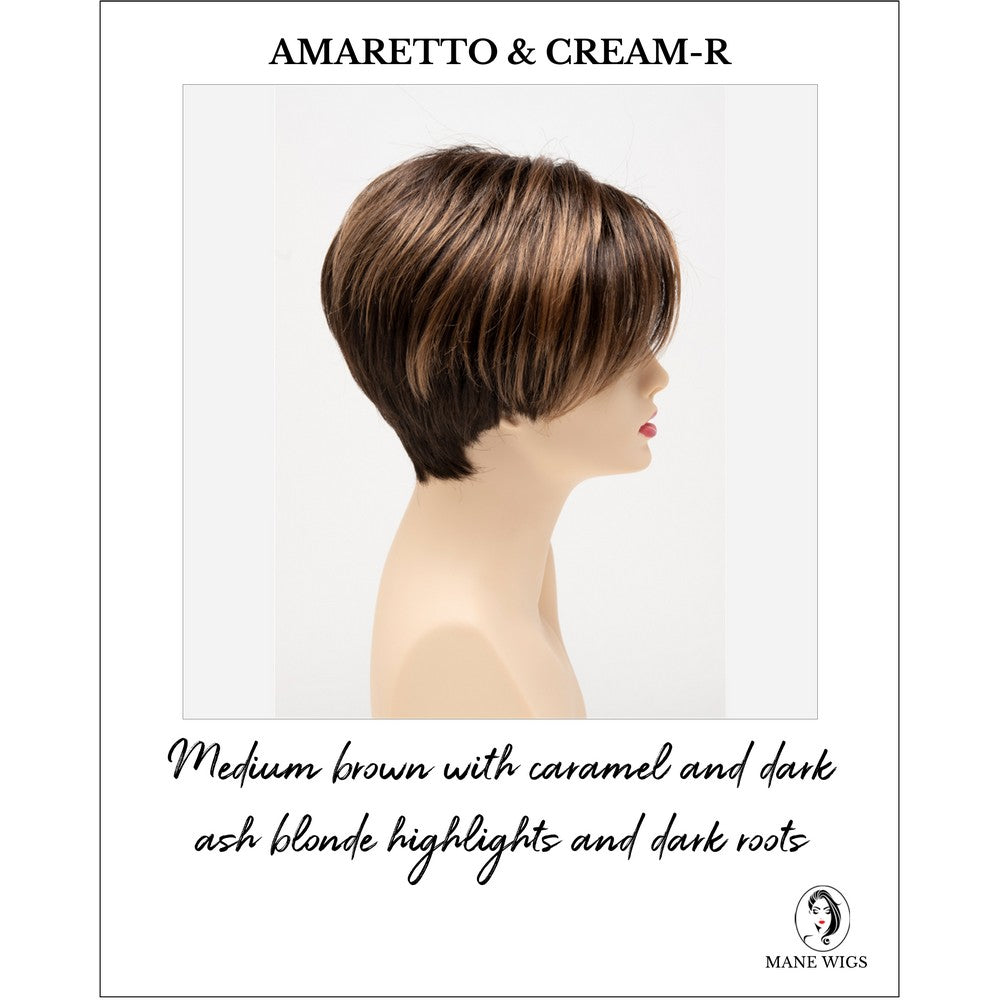 Amy by Envy in Amaretto & Cream-R-Medium brown with caramel and dark ash blonde highlights and dark roots