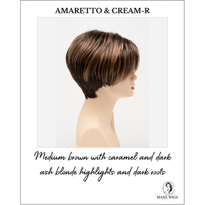 Amy by Envy in Amaretto & Cream-R-Medium brown with caramel and dark ash blonde highlights and dark roots