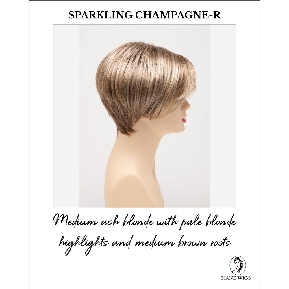 Amy by Envy in Sparkling Champagne-R-Medium ash blonde with pale blonde highlights and medium brown roots