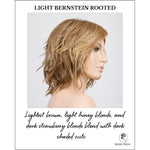Load image into Gallery viewer, Anima in Light Bernstein Rooted-Lightest brown, light honey blonde, and dark strawberry blonde blend with dark shaded roots
