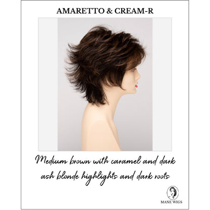 Aria By Envy in Amaretto & Cream-R-Medium brown with caramel and dark ash blonde highlights and dark roots