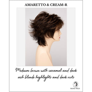 Aria By Envy in Amaretto & Cream-R-Medium brown with caramel and dark ash blonde highlights and dark roots