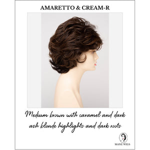 Aubrey By Envy in Amaretto & Cream-R-Medium brown with caramel and dark ash blonde highlights and dark roots
