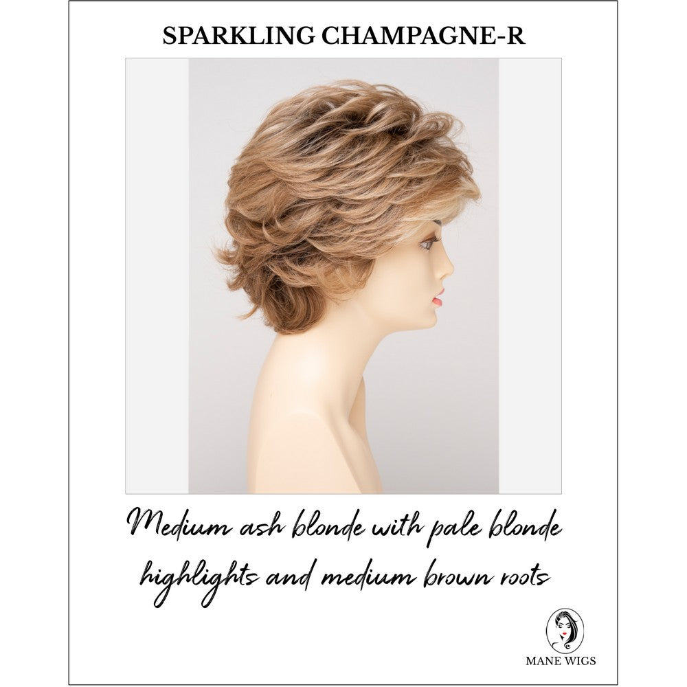 Aubrey By Envy in Sparkling Champagne-R-Medium ash blonde with pale blonde highlights and medium brown roots
